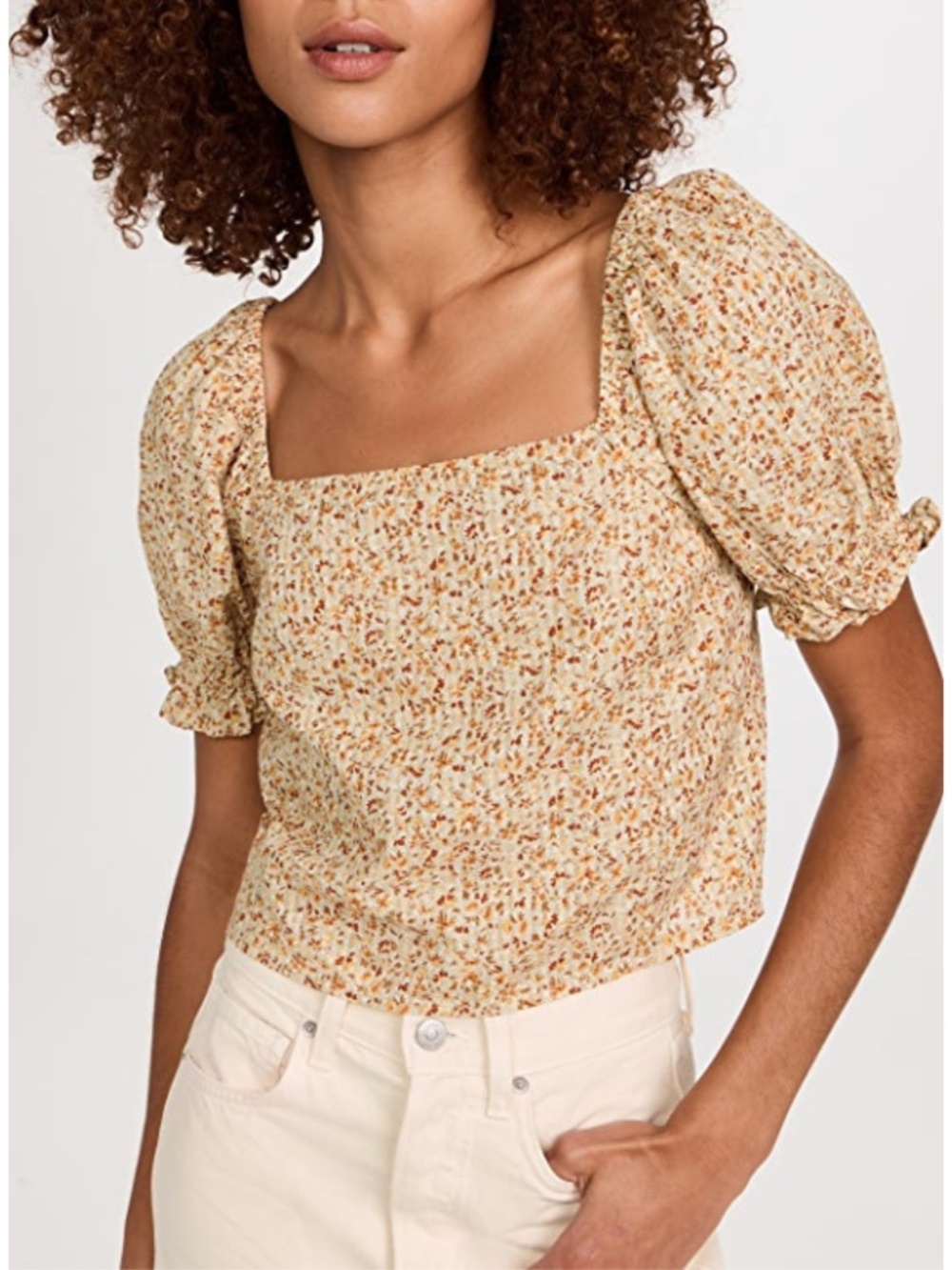 NEW Madewell Hopewell Puff Sleeve Crop Top Cottage Garden Large